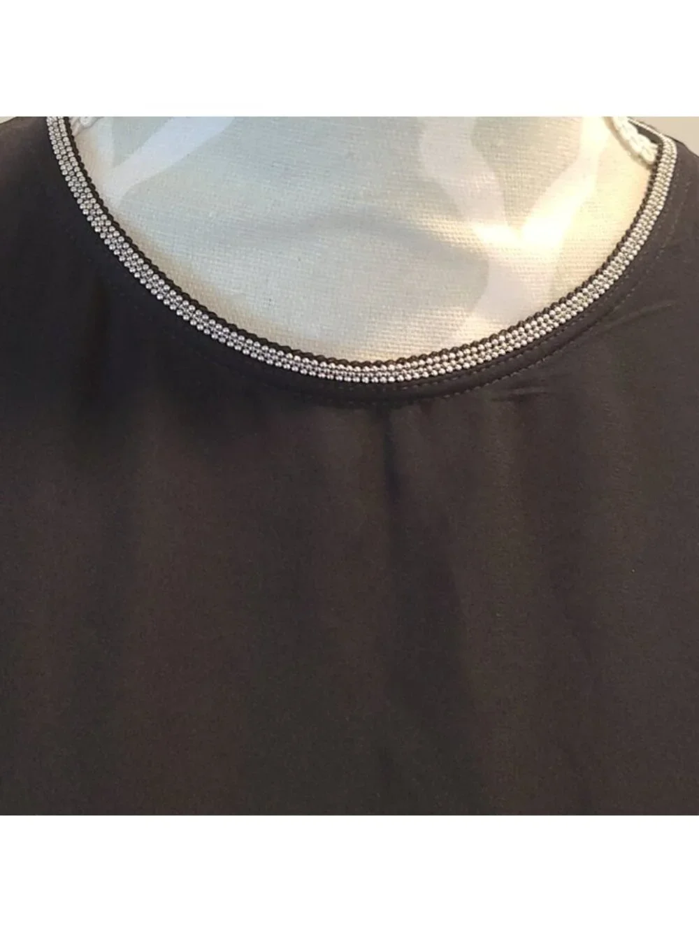 H&M black 2 layer semi sheer dress w/ silver trim